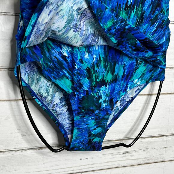 Swimsuits For All Blue One Piece Swimsuit Plus Size 18 - Picture 7 of 8